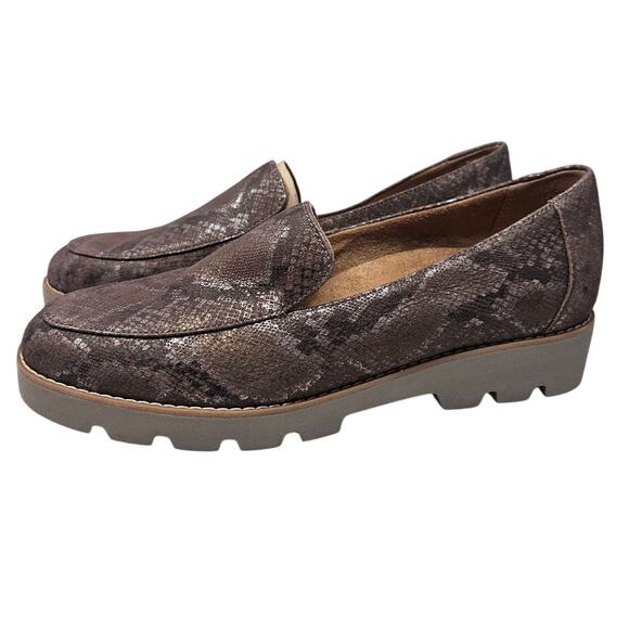 Vionic | Shoes | Vionic Kensley Brown Snake Skin Print  NEW Vionic 8.5 Kensley Brown Snakeskin Leather Slip On Casual Loafer Comfort